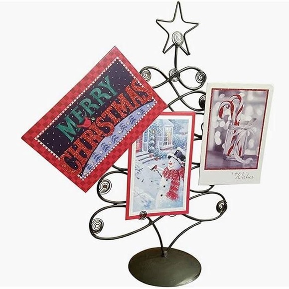 Tabletop Christmas Card Photo Holder Tree Display Black Metal - Picture 9 of 9